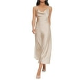 thumbnail image 2 of Mohiass Women's Spaghetti Strap Midi Satin Silk Dresses Slip Cowl Neck Party Cocktail Evening Dress Beige M, 2 of 7