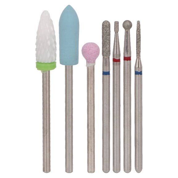 Falleo Clearance 7pcs Nail File Drill Bit Ceramics Tungsten Steel Removing Professional Portable Nail Grinding Bits
