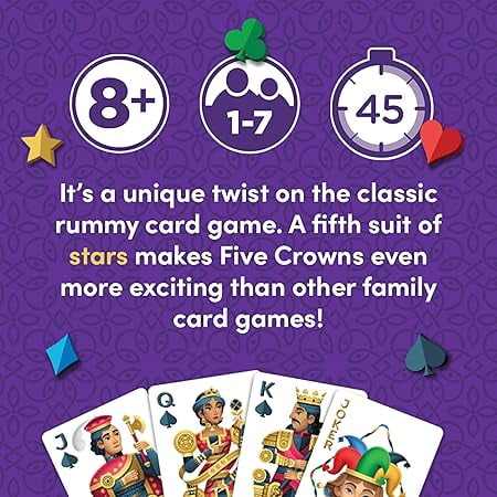 Five Crowns Scorepad 130 Score Sheets Double Sided Points Reference French English Spanish Track 7 Players at Once for Ages 8+