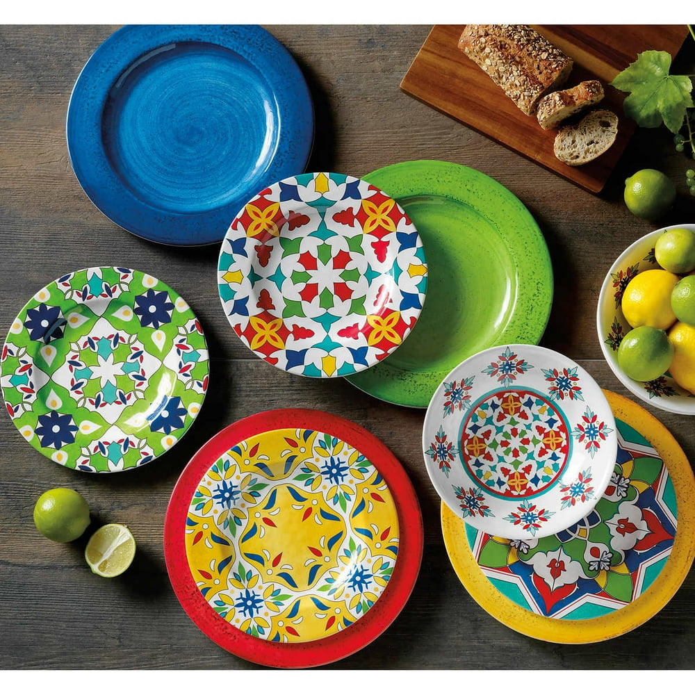 Turkish Tile Melamine 12-piece Dinnerware Set - Walmart.com - Walmart.com