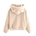 thumbnail image 3 of Resicozy Cute Bear Ears Hoodie Long Sleeve Warm 2025 Hoodies Solid Winter Sweatshirts Hooded Outerwear Beige M, 3 of 4