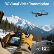 Drones with Camera for Adults 4K, Wefone WF33 GPS Foldable Drone with 4.5 Screen on Remote, 8GB Card, Under 249g, Brushless Motor, 2 Batteries, Gray