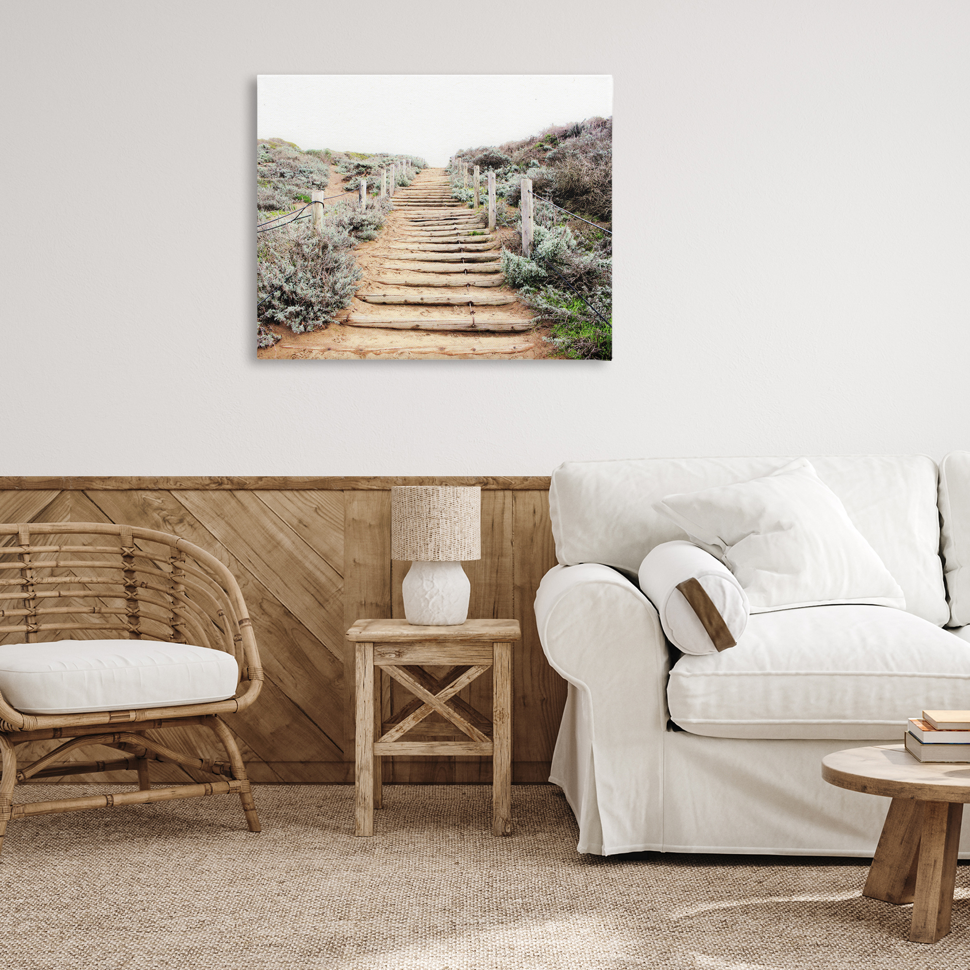 Wooden Stairway to Heaven Canvas Wall Art, design by Leah Noel Art