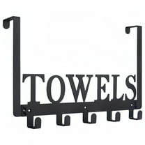 Over The Door Hooks, Towel Rack for Bathroom Towel, Over Door Hanging Hooks for Hanging Heavy Duty, Bathroom Towel Holder with 5 Hooks for Bedroom Bathroom Pool Kitchen Towels, Bag, Coats