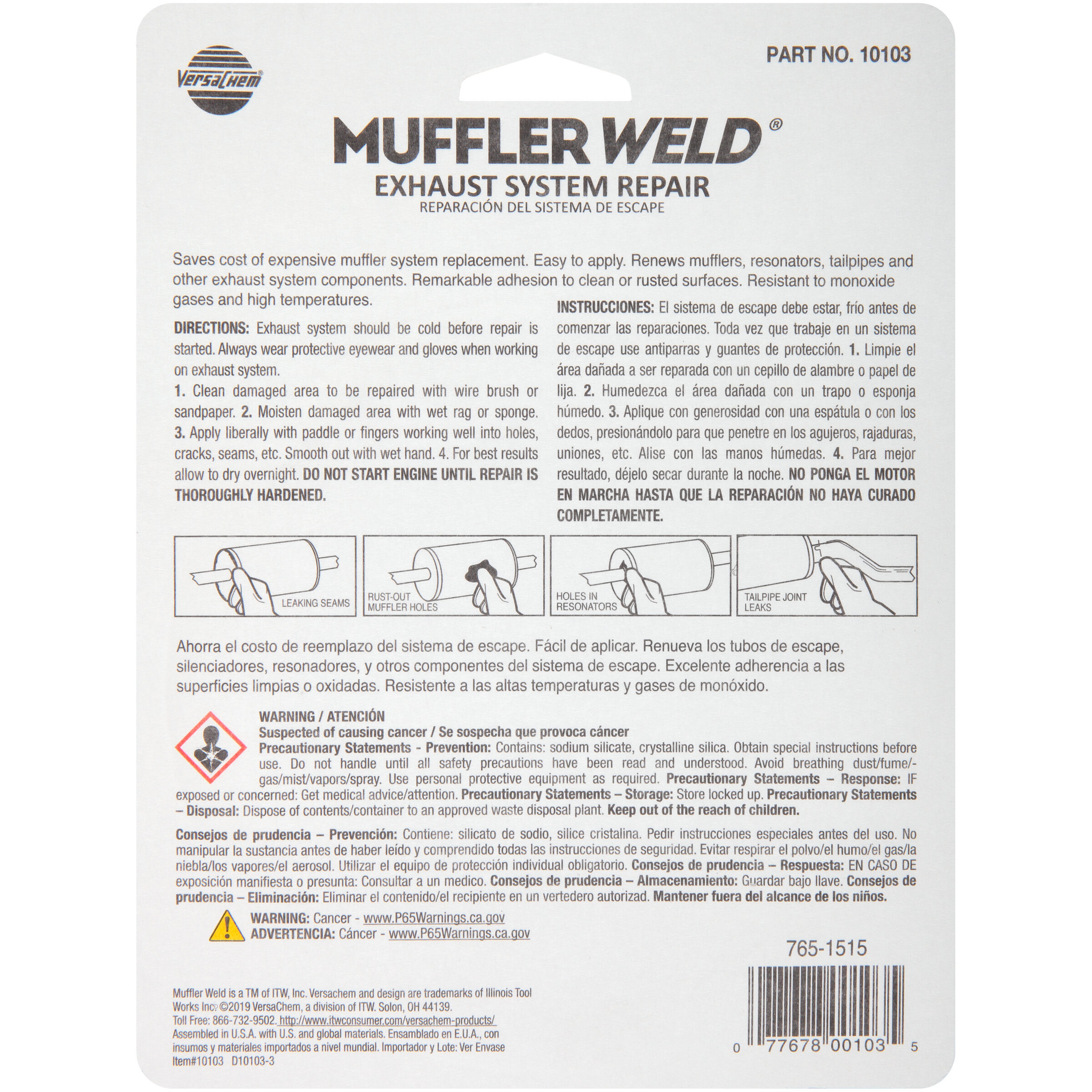Versachem Muffler Weld Cast Exhaust Tailpipe Repair Sealer System