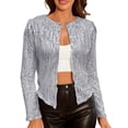 thumbnail image 1 of GDREDA Elegant Plus Size Short Coat Featuring Stand Collar And Decorative Beading Details Grey,XL, 1 of 5