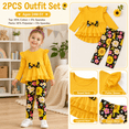thumbnail image 6 of Lanbubble 1-5Y Toddler Girl 2-Piece Outfits Set Long Sleeve Ruffle Hem Top Floral Pants Fall Winter Kids Girl Clothes, 6 of 10