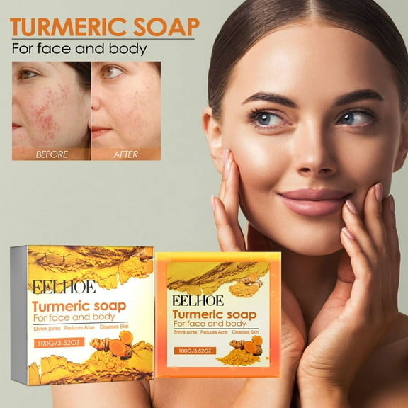 BGZLEU Natural Turmeric Soap Bar for Face & Body,Turmeric Skin Soap Wash for Dark Spots,Intimate Areas,Underarms,Turmeric Face Soap Reduces Acne,Fades Scars & Cleanses Skin