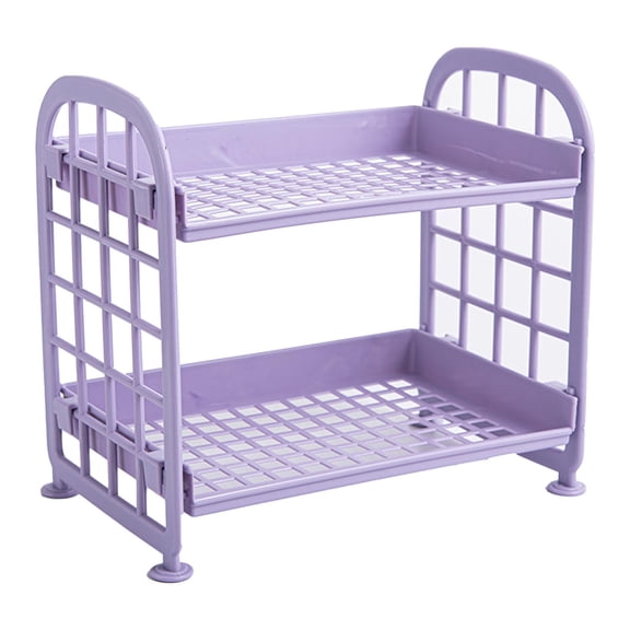 Under Bed Storage Desk Organizer, 2 Tier Desktop Rack Strong Load Bearing Foldable for Bathroom for Cosmetics