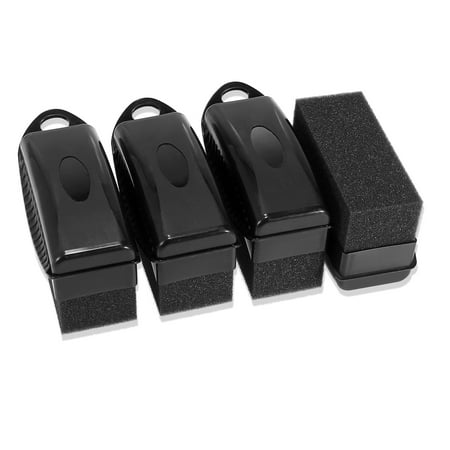 Unique Bargains 4pcs Car Dressing Tire Tyre Wheel Shine Contour Pad Sponge Foam Brush Waxing Cleaning Non-Lid Black