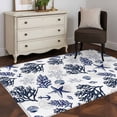 thumbnail image 4 of Nautical Coastal Rectangle&nbsp;Area Rug&nbsp;4x6 ft Ocean Retro Coral Starfish Black White Washable Rugs for Living Room, Non Slip Soft Carpet for Bedroom Entryway Dining Room, 4 of 9