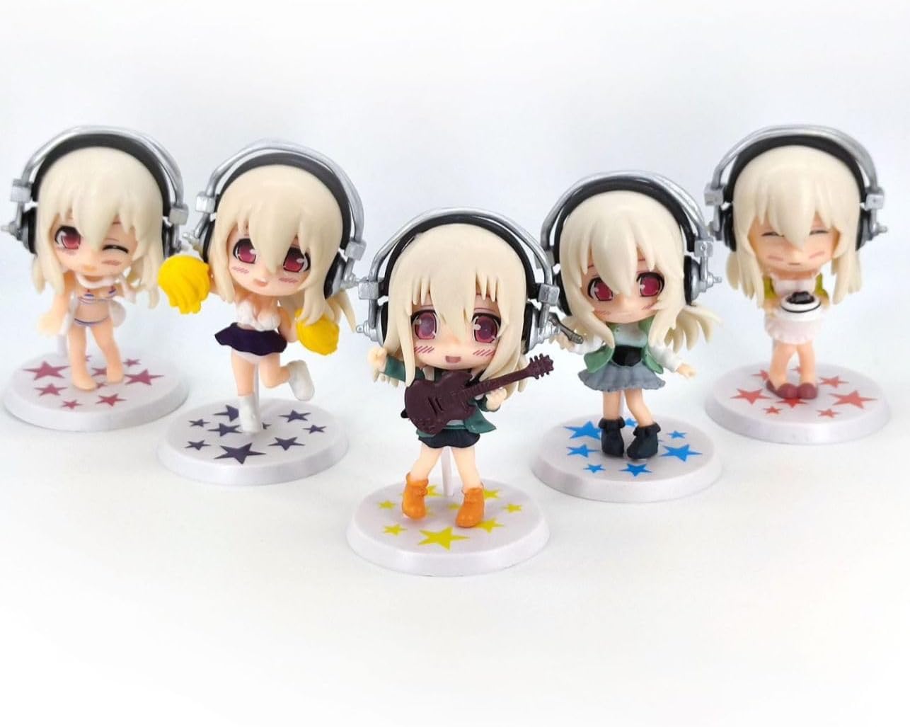 New Sonico Figure, Q Version 5pieces Standing Sonico Anime Figures 10cm/3.9inch PVC Characters Collectible Handicrafts Souvenirs for Anime Fans Gifts
