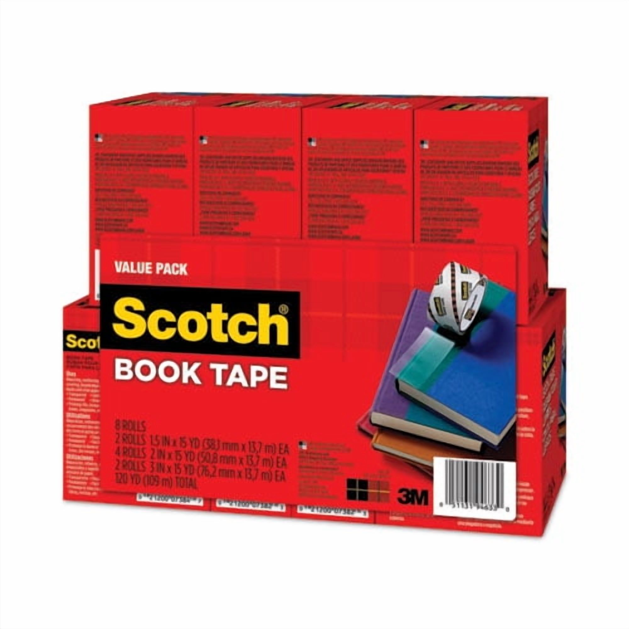 Book Tape Value Pack, 3" Core, (2) 1.5" X 15 Yds, (4) 2" X 15 Yds, (2) 3" X 15 Yds, Clear, 8/pack | Bundle of 2