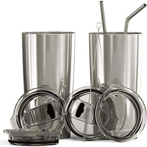 BluePeak Double Wall Stainless Steel Vacuum Insulated Tumbler Set, 2-Pack, 30 oz