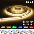 thumbnail image 1 of DYstyle 5V COB Flexible LED Strip Light Uniform Glow COB Bendable Tape Light 224LEDs/M RGB For Bedroom Cabinet Bookcase DIY Home Decoration, 1 of 6