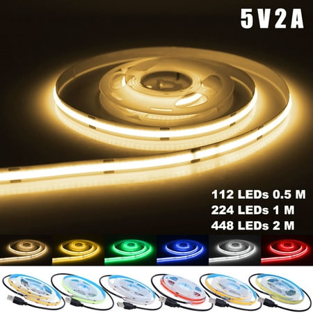 

Dofanfy DIY Home Decoration 0.5/1/2 Meters 5V COB Flexible LED Strip Light Uniform Glow COB Bendable Tape Light