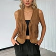 thumbnail image 2 of SHTXOZHI Womens Fringe Vest Sleeveless Open Front Cardigan Tassel Coats Trendy Outerwear, 2 of 7