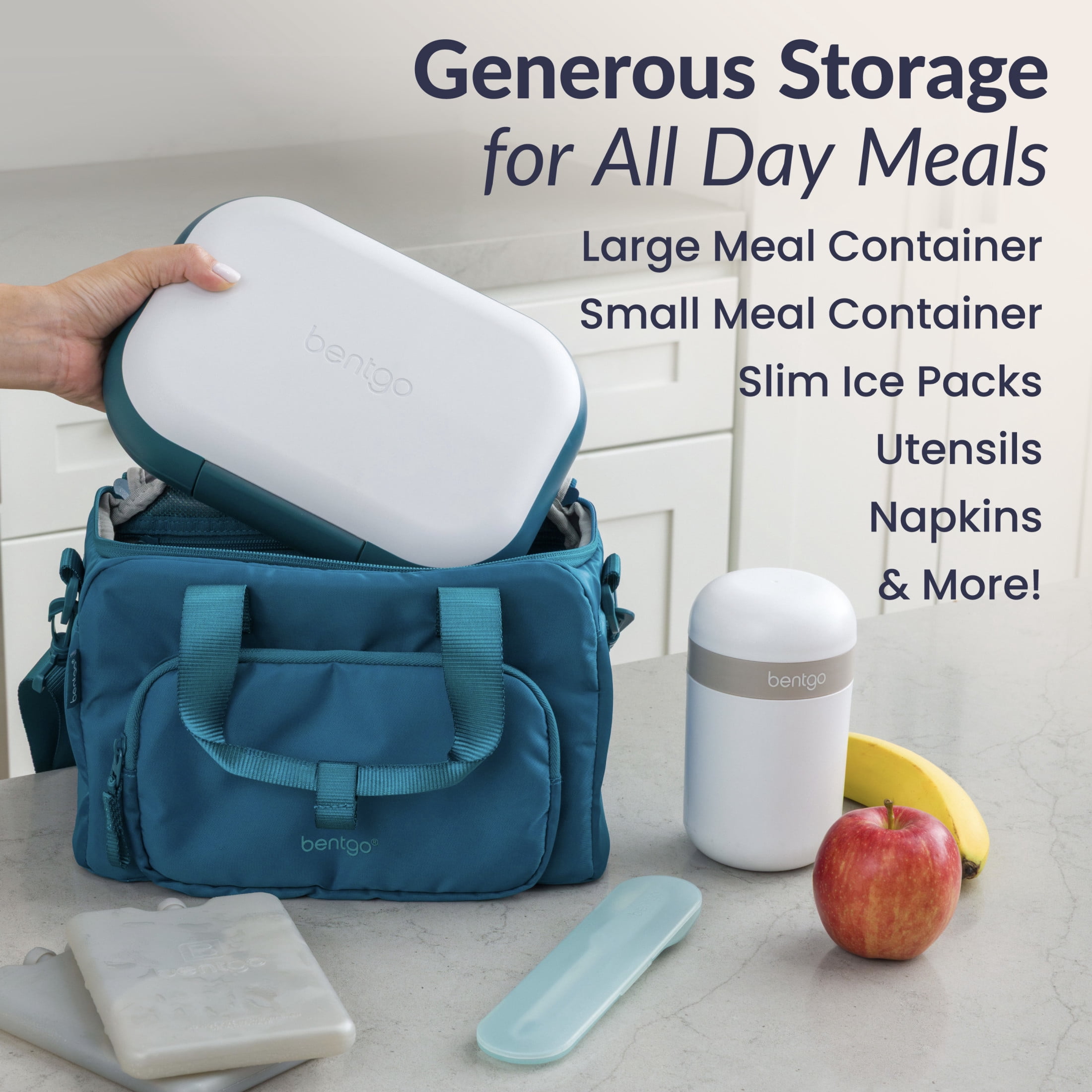 Bentgo Insulated Lunch Bag – Extra-Large Capacity Adult Lunch Bag with Shoulder Strap and External Storage Compartment, Durable, Lightweight, Ideal for Work, School, & Meals On the Go (Deep Teal)