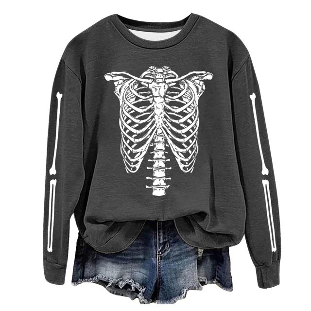 EHQJNJ Sweatshirts à Enfiler pour Femmes Mode Automne et Hiver Imprimé Sans Capuche Col Rond Manches Longues Pull Fin Grand-Mère Sweatshirts Sans Capuche
