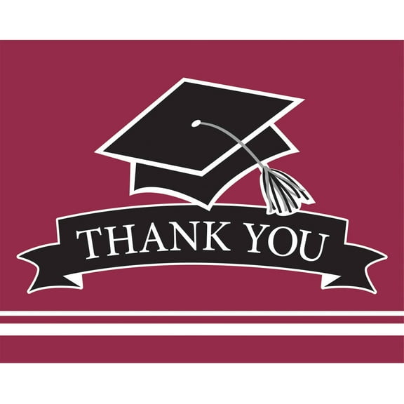 School Spirit Burgundy Thank You Cards, 25pk