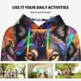 thumbnail image 4 of Uemuo Colorful Wolf Head Pattern Women's Hoodie with Eye-catching Drawstrings- Casual Pullover Hoodie with Kangaroo Pocket, Stylish Hooded Sweatshirt-Small, 4 of 7