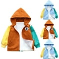 thumbnail image 5 of ZACPNCV Jacket for Kids Girl Boy Winter Fall Long Sleeve Color Block Thin Hooded Jacket Hoods Coats Child 2024 Brown 3-6 Months, 5 of 5