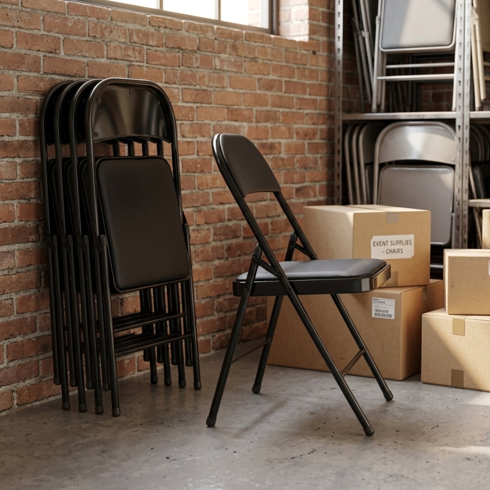 Fenbeli Folding Chairs 4 Pack with Padded Seats, 330 lb Capacity, Black Metal Chairs for Home Office Parties and Indoor Outdoor Events