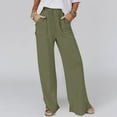 thumbnail image 3 of REALiKUN Women Casual Wide Leg Pant Elastic Waist Wide Leg Linen Pant Loose Long Palazzo Trousers with Pockets, 3 of 6