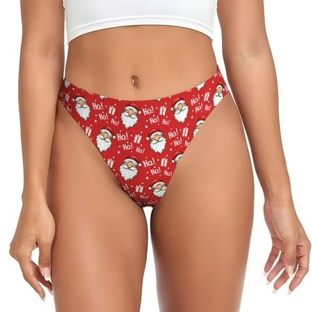 Thongs for Women - Merry Christmas Santa Claus A No Show Seamless Womens Thongs Underwear  Breathable G String Thongs for Women  Ladies Stretch Low Rise Thong Bikini Panties Briefs