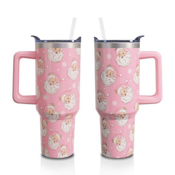 Vaso Aokoyi Christmas de 180 ml con mango y pajita de acero inoxidable