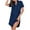 Dark Blue, variant on Abomasnow Nightgowns for Women Button Down Pajamas Tops Short Sleeve Sleepwear V-Neck Sleepwear with Pocket S-2XL