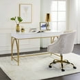 thumbnail image 5 of ACME Lightmane Writing Desk in White High Gloss and Gold, 5 of 7