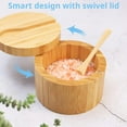 thumbnail image 4 of Bamboo Salt Wine Bottle with Mini Spoon, Kitchen Salt Box with Rotating Magnetic Lid, Round Salt Container for Pepper, Spices, Bath Salt, Sea Salt 9 x 5.6cm, 4 of 5