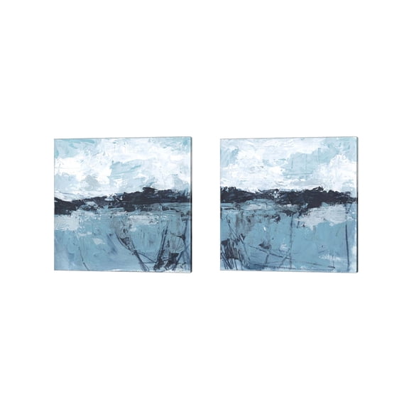 Great Art Now Blue Coast Abstract by June Erica Vess 2 Piece Canvas Art Set Each 14W x 14H