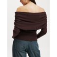 thumbnail image 4 of SUNSIOM Women's Off Shoulder Sweaters Classic Long Sleeve Solid Color Knit Pullover Slim Fit Tops, 4 of 6
