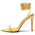 thumbnail image 2 of Lace up High Heel Sandals Pointed toe Strappy Open Stiletto Heels Party Wedding Shoes, 2 of 6