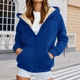 thumbnail image 5 of Women's Sherpa Fleece Zip Up Hoodie Jacket, Soft Warm Winter Outerwear Sweatshirt, Casual Full Zip Hooded Sherpa Lined Sweatshirt Hoodie, 5 of 5