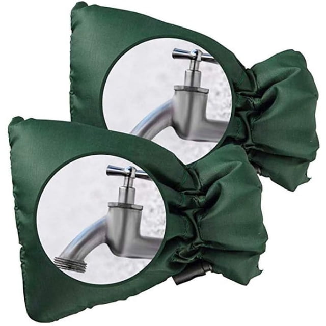 Faucet Covers for Outdoor, Premium Freeze Protection, Waterproof & Insulated, Quick Installation with High Viscosity Strap, Comprehensive Coverage, 2 Pack, Green
