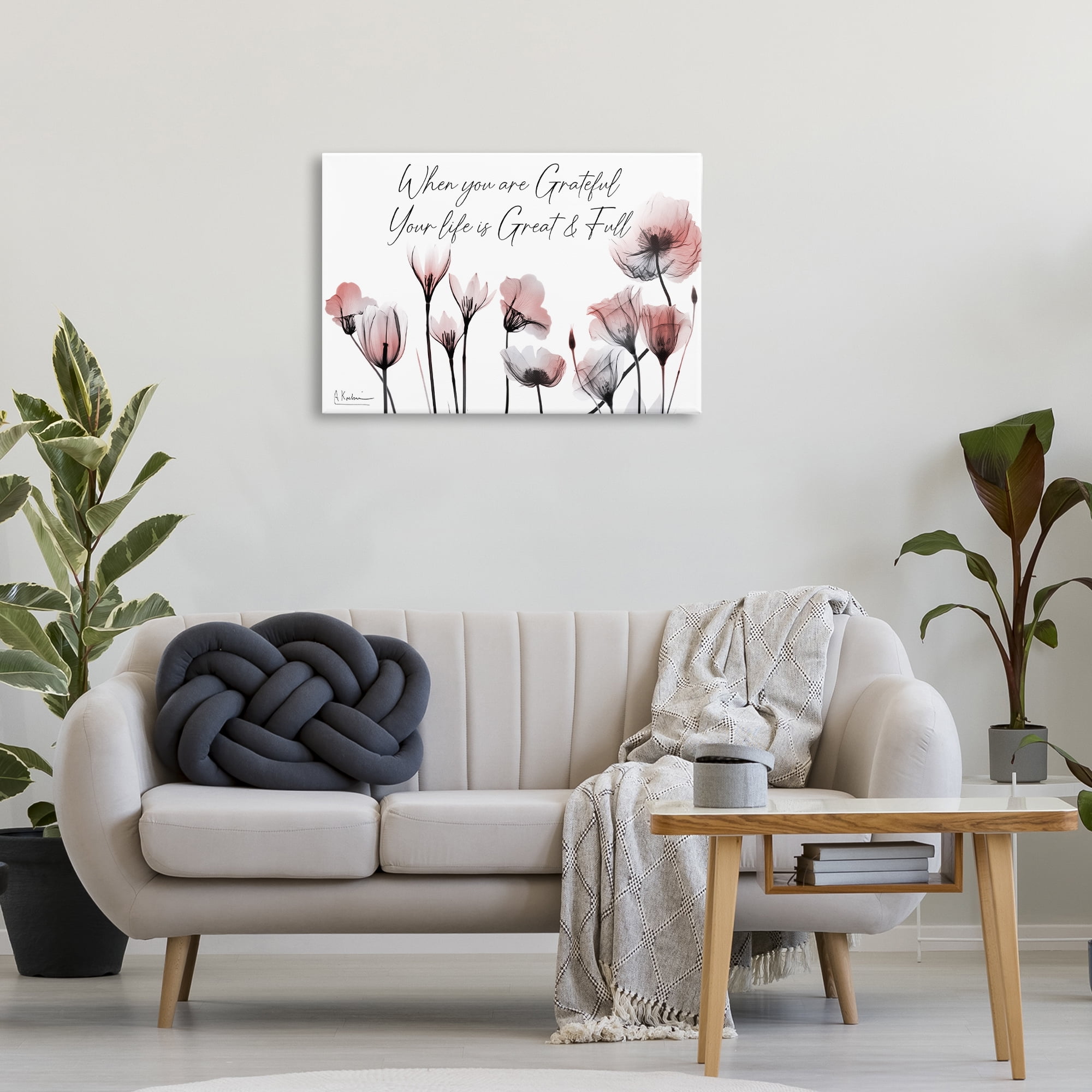 Stupell Industries Grateful Faith Floral Religious Painting Gallery Wrapped Canvas Art Print Wall Art, 30 x 20