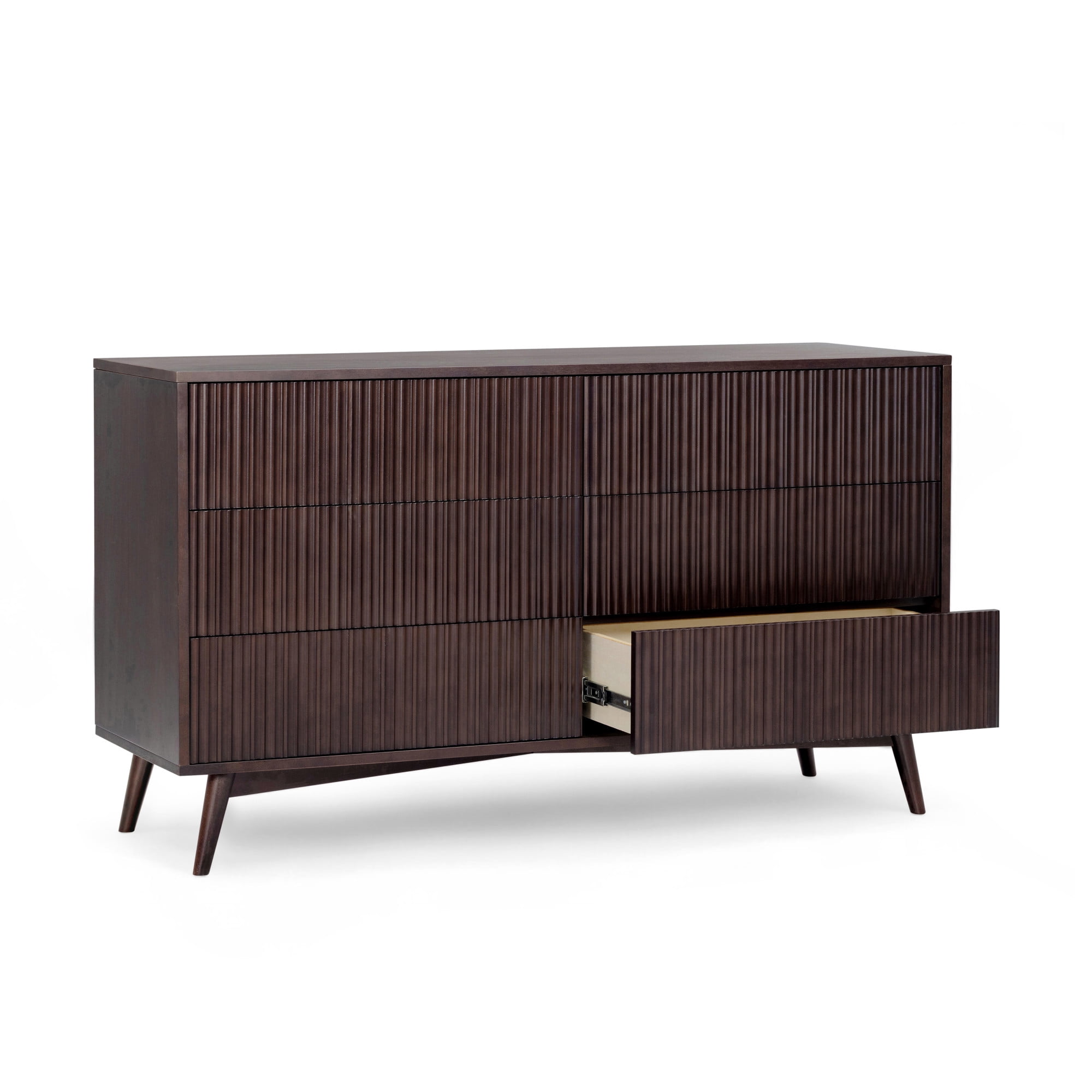 Tremolo Modern Boho 6-Drawer Dresser with Solid Wood & Contemporary Fluted Fronts - Teamson Home