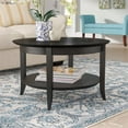 thumbnail image 3 of Pemberly Row Round Wood Coffee Table with Glass Top in Dark Espresso, 3 of 6