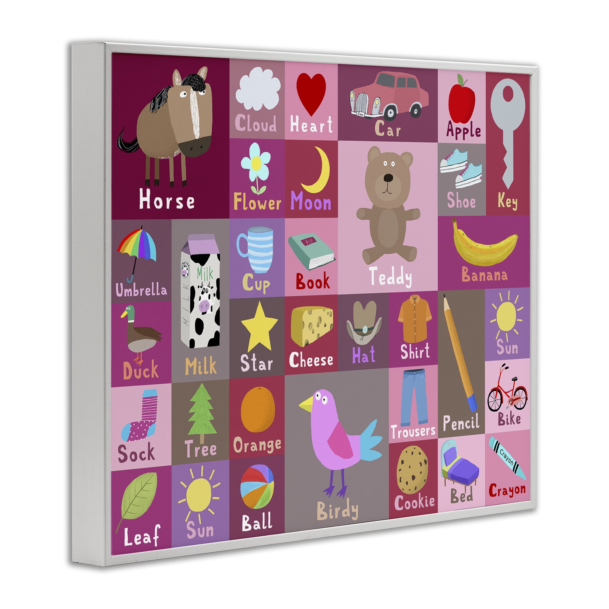 Stupell Industries Pink First Words White Framed Giclee Art, design by Carla Daly