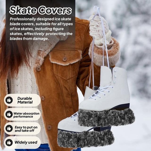 2 fundas para cuchillas de patines de hielo, fundas de patinaje, equipo portátil y versátil, protectores de cuchillas de hielo, protector de patines Gris