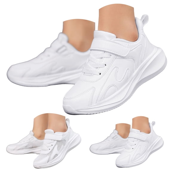 Dakaela 8-14Y Kids Shoes Toddler Boys Girls Athletic Running Sports Sneakers Lightweight Breathable Casual Tennis Shoes with Hook and Loop Light Gray 13.5