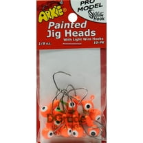 Arkie Painted Pro Model Sickle Hook Jig Heads, Orange, 1/8 Oz., 10 Count
