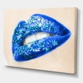 thumbnail image 3 of Designart ' Beautiful Woman Lips Blue With Flowers ' Modern Canvas Wall Art Print, 3 of 4
