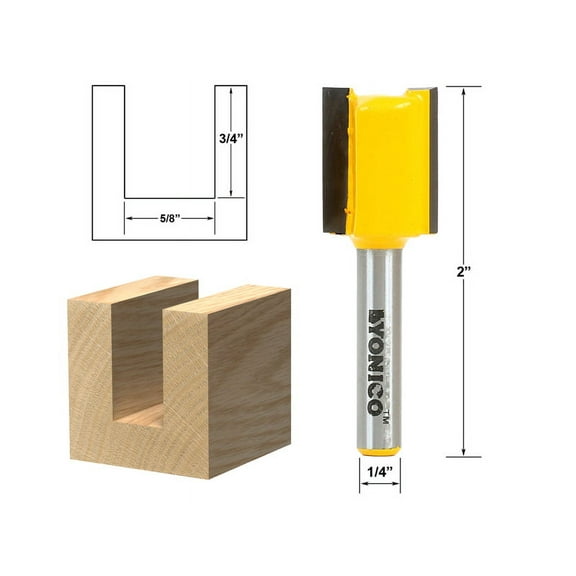 Yonico 5/8" Diameter X 3/4" Height Straight Router Bit - 1/4" Shank - 14159q