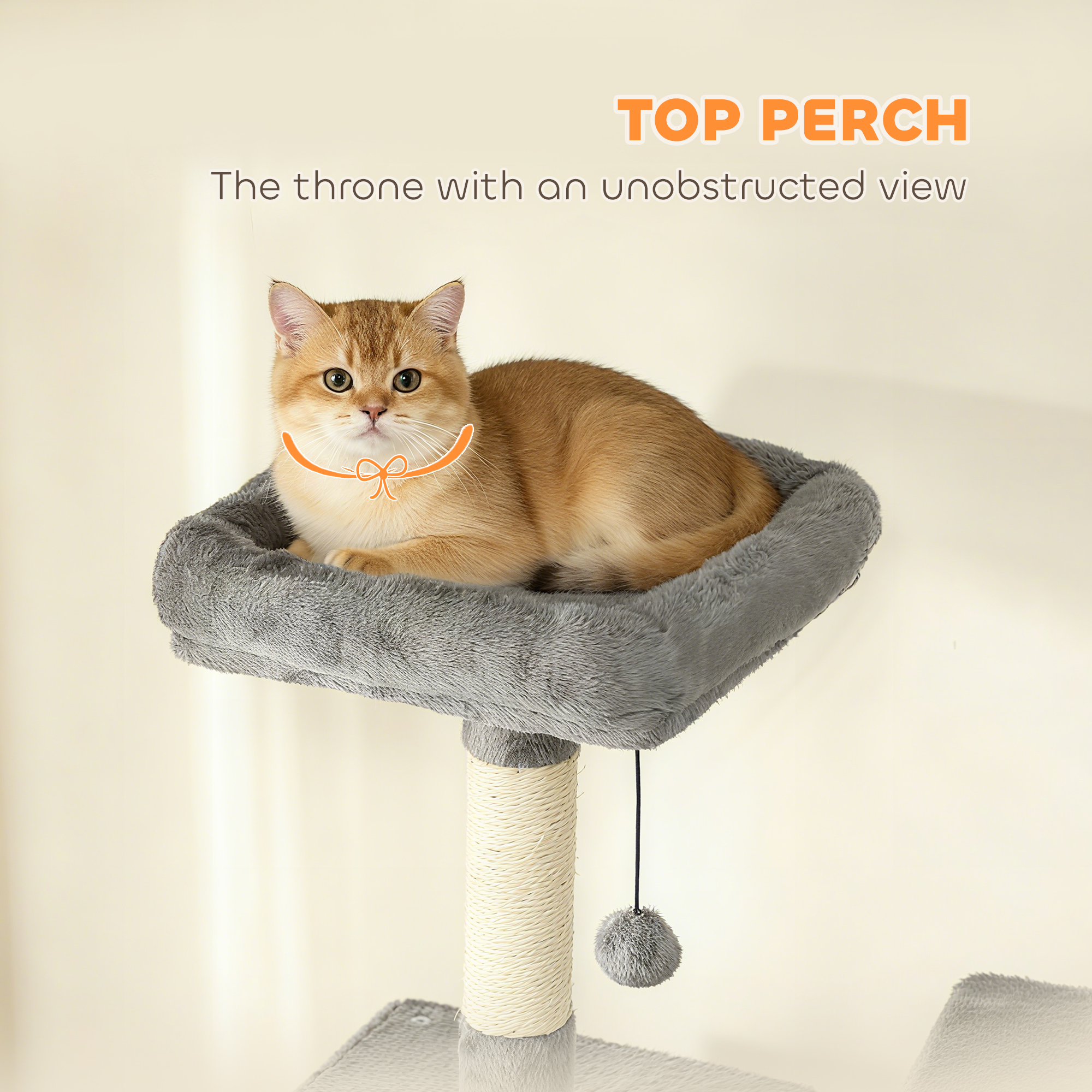 PawHut Large Cat Tower with 2 Condos, 80" Multi-Level Cat Tree with Hammock and Sisal Scratching Posts for Multiple Indoor Cats, Dark Gray