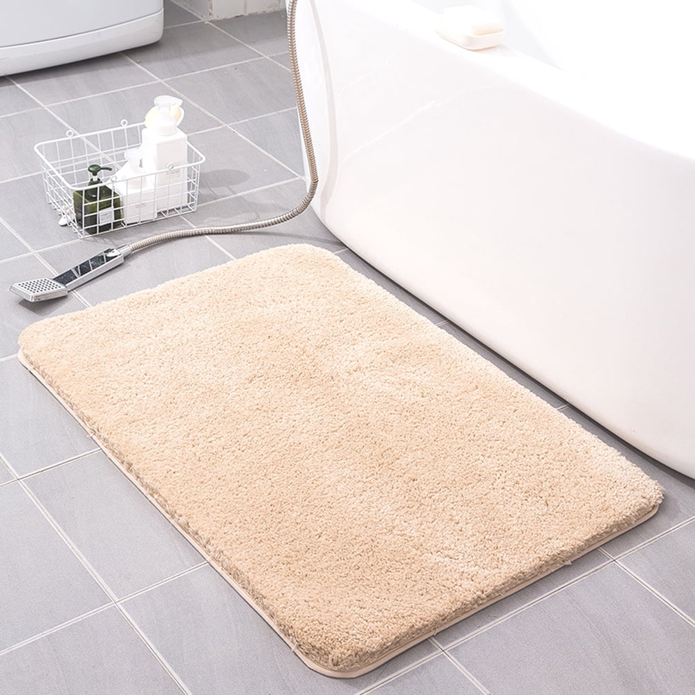 Soft Bath Rugs Absorbent Non-Slip 18 x 28inch Beige Microfiber Fluffy Shaggy Bathroom Mats Machine Washable Floor Rug