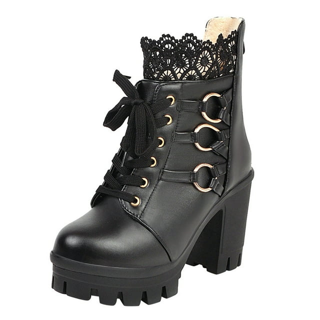 CEHVOM 2021 Autumn And Winter New Round Toe Thick-soled Leather Short Boots British Style Women